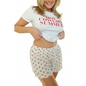 NEW PRETTY GARBAGE cherry bomb shorts in white